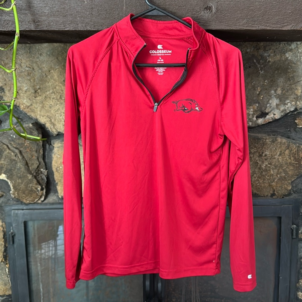 Youth Colosseum Arkansas Razorbacks size Large 16-18 half-zip (fits small)